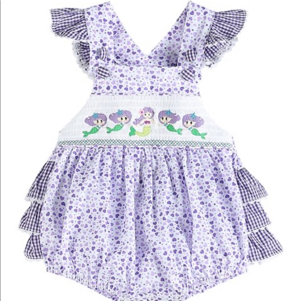 Lil Cactus Embroidered Mermaid Romper